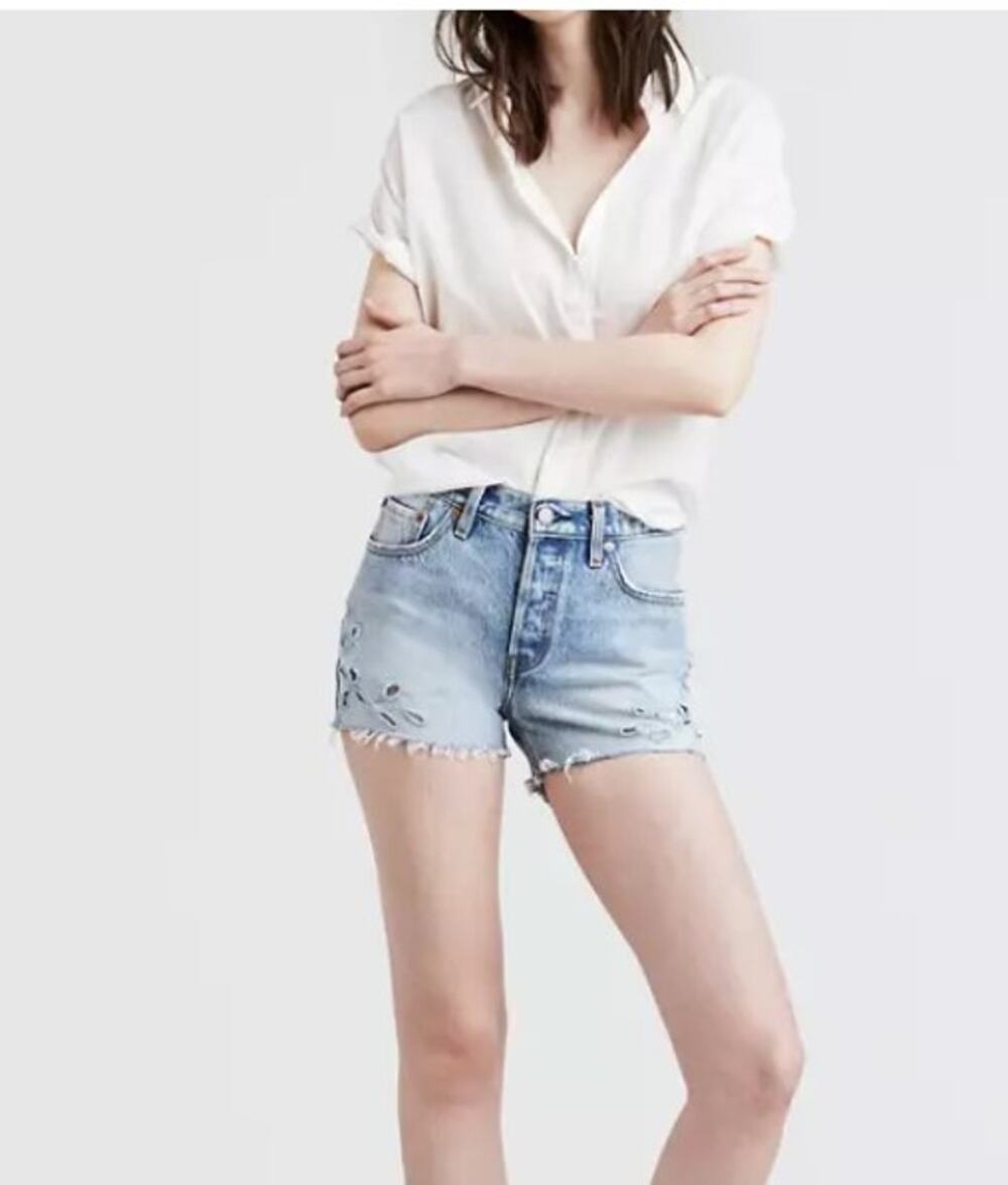 Levi's 501 Shorts cutoff Floral cutout Size 30
